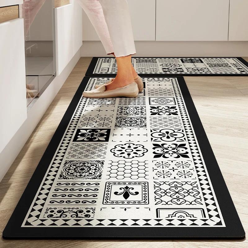 

VIKAMA American Retro Kitchen Floor Mat Diatomaceous Mud Absorbent Wipe Bathroom Non-Slip Waterproof Carpet Home Decoration 1PC40X60CM (1.3X2F