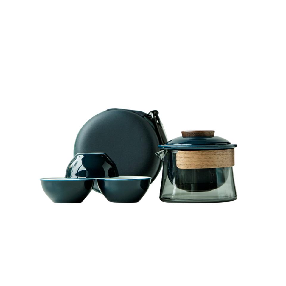 

1 Bowl 3 Cups Zen Teapot and Tea Cup Set Kit Household Tea Making Travel Tea Set Outdoor Portable Bag Chinese Tea Set Supplies темно-синий