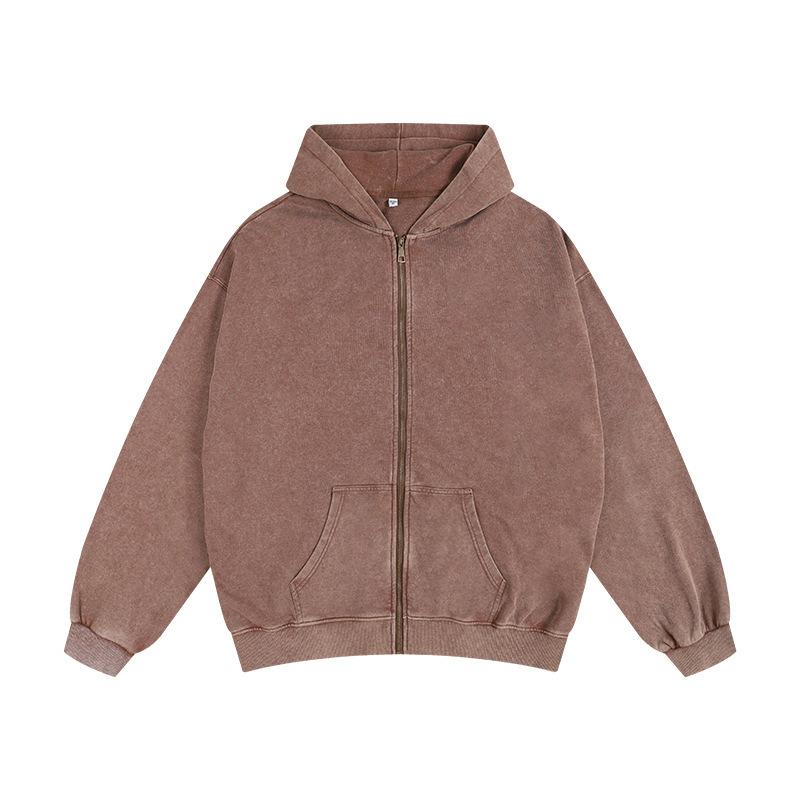 

Чоловіча весняно-осіння одноколірна куртка плюс розмір на блискавці з абзацами, повсякденна вільна зручна кофта з капюшоном, верхній одяг S