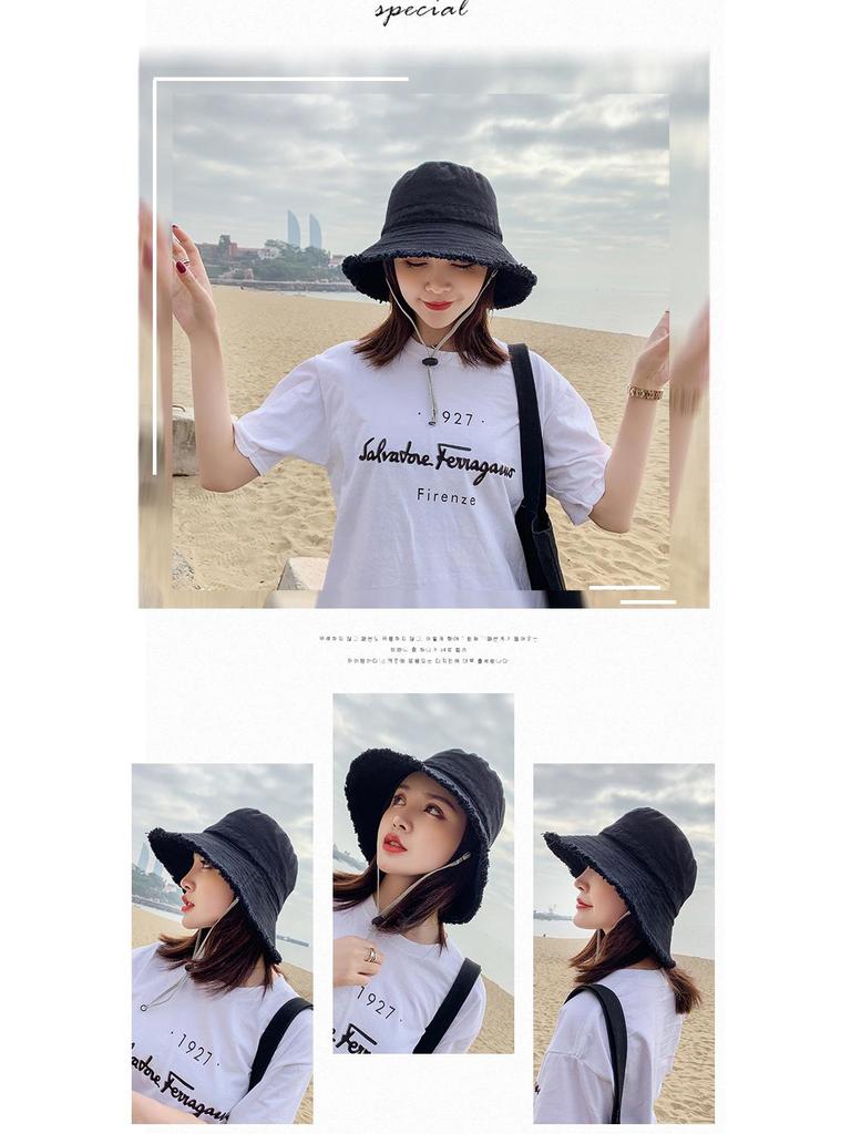 Cappello a secchiello in denim da donna - Cappello estivo traspirante per la protezione solare