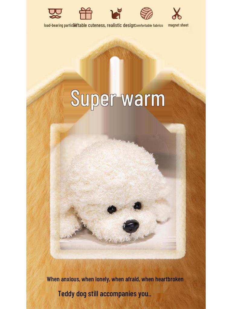 Cute Curly Teddy Dog Plush Toy - Lying Dog Pillow & Sleep Companion Gift