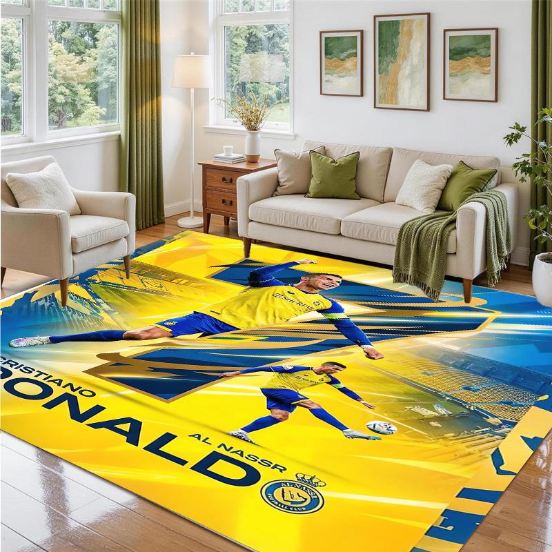 Cristiano Ronaldo Design Crystal Velvet Rug Soft Decorative Mat for Bedroom Entrance