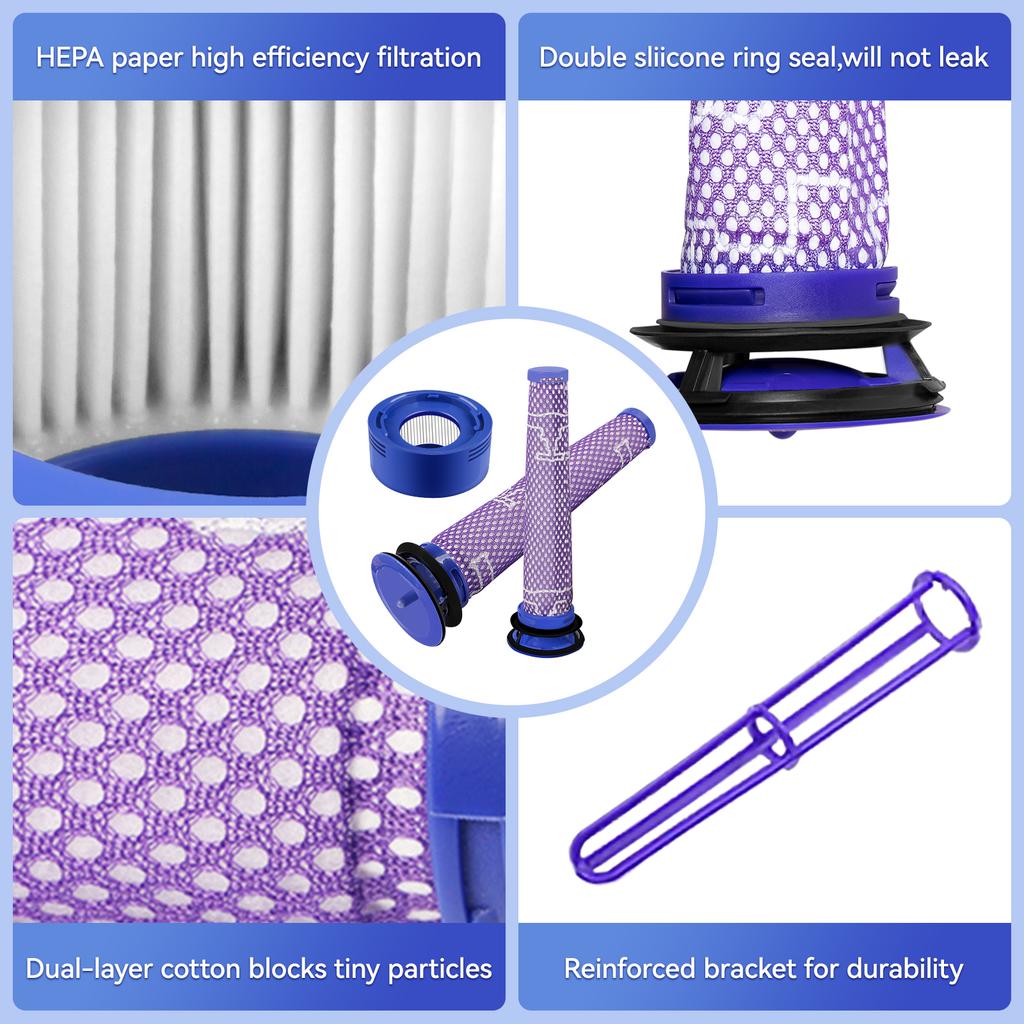 8 Pack Replacement Vacuum Filters for Dyson V7 V8 Motorhead Absolute HEPA Filter