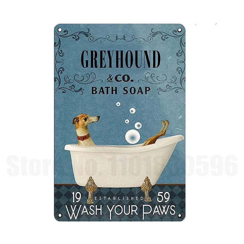 Забавная Ванная Собака Металлическая Пластина Винтажная Табличка Купать Далматинцев Лабрадор Жестяной Знак Художественная Картина Металлическая Табличка Пластина Домашний Аксессуар 20x30cm（7.8x11.8inch）