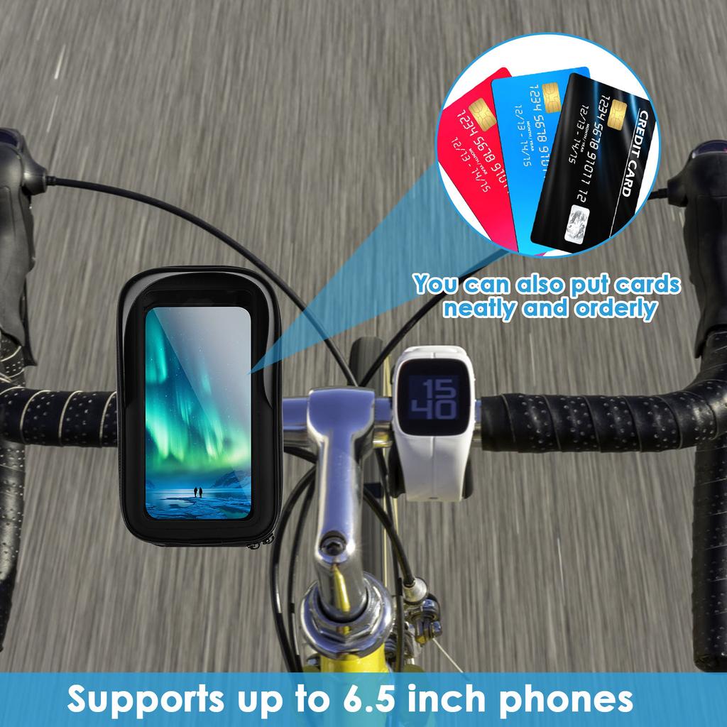 Bicycle Phone Holder Waterproof Bag 360 ° Rotatable Phone Holder Bag Touch Screen Bicycle Protective Bag