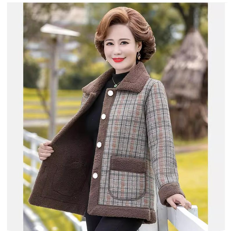 Women's Fashion Loose Autumn Jacket, Mother's Spring and Autumn Jacket, Granular Velvet Temperament