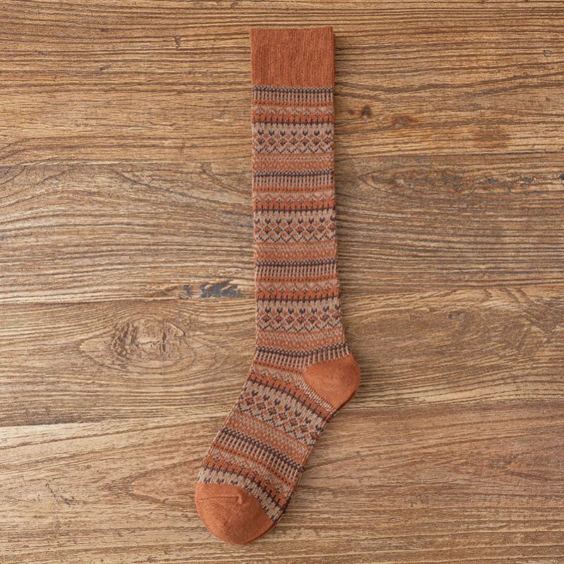 

Женские осенние ретро модные и универсальные длинные гольфы до икр 1 pair оранжевый