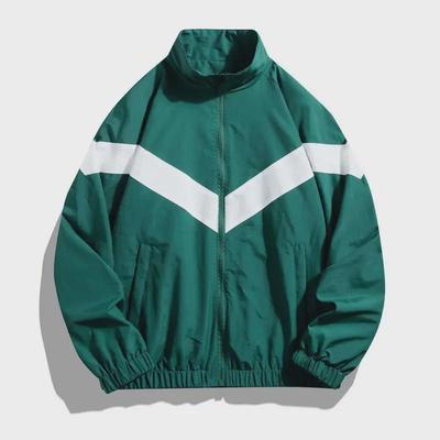 Men's Stand-up Collar Reflective Stripe Jacket - Trendy Spring/Autumn Windbreaker for Casual and Sporty Looks