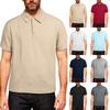 Men's Summer Knitted  Shirt, Color, Lapel, Button, Casual Short,sleeved Top, T,shirt, Men