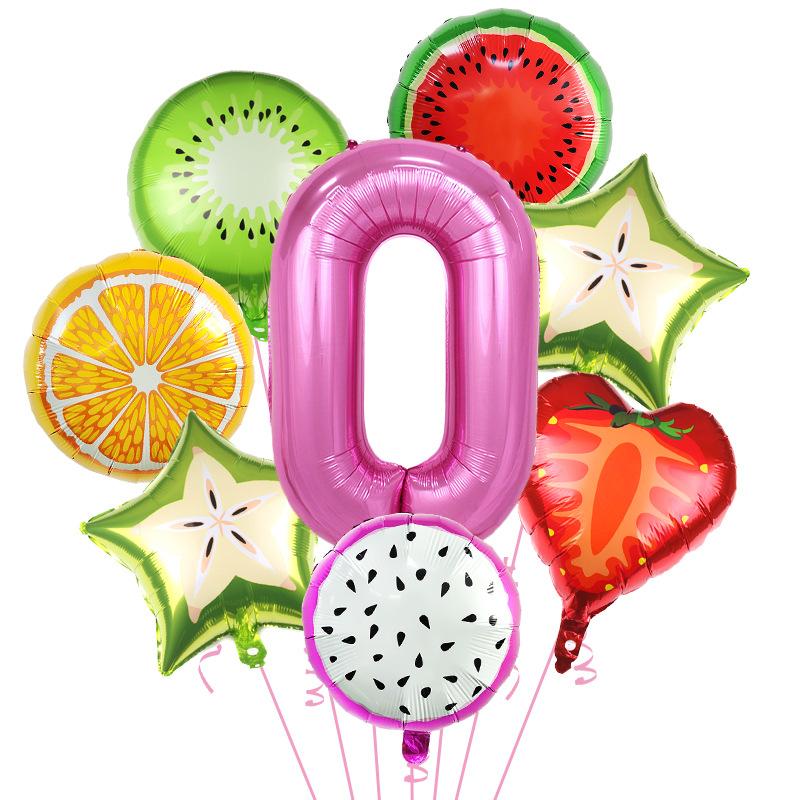 Fruit Aluminum Film Balloon Set Summer Cool Pool Party Decoration Children'S First Year Scene Arrangement Photo