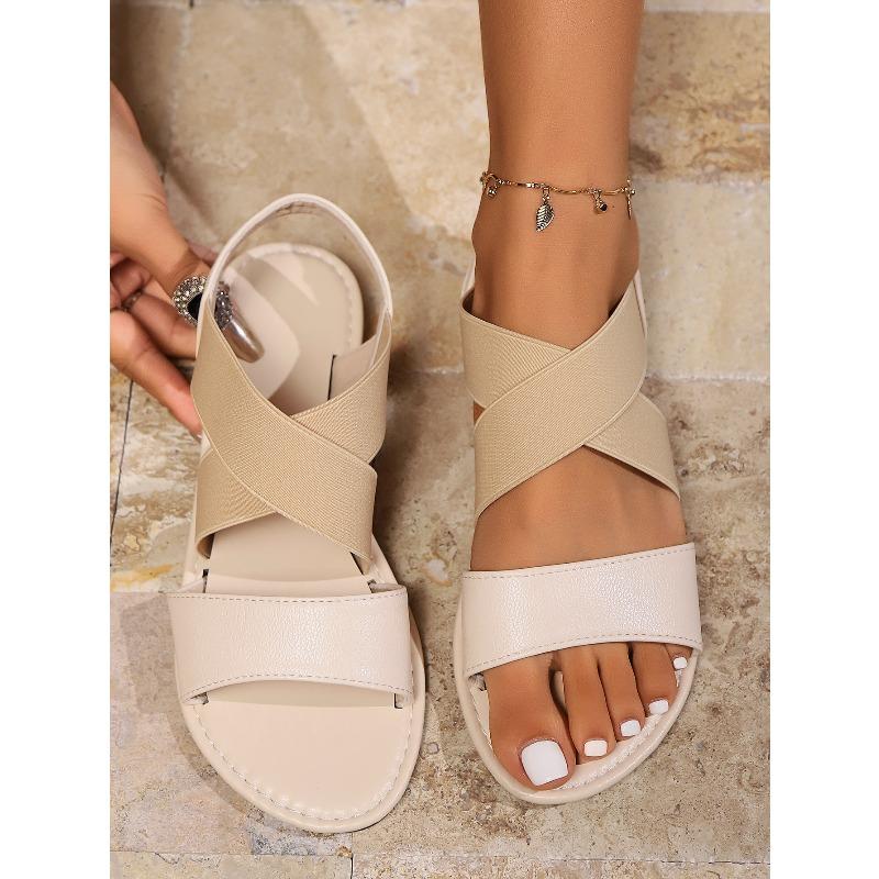 2025 New Crossover Flat Sandals Women's Plus Size Solid