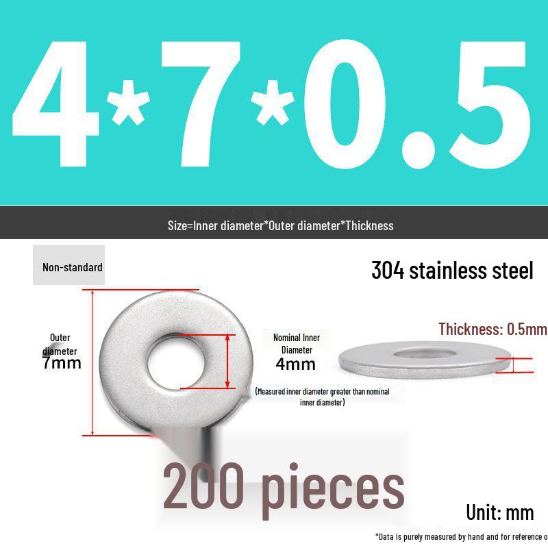 304 Stainless Steel Enlarged Flat Washer Ring (Sizes: M1.6-M22)