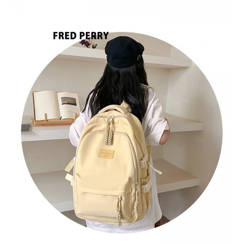 Student Schoolbag Female Sen Series Small Fresh Solid Color Backpack Korean Style Large-capacity Light Casual College Students