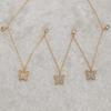 Gold Plated Layered Butterfly CZ Pendant Necklace, Delicate Star & Round CZ Double Chain Necklace for Women