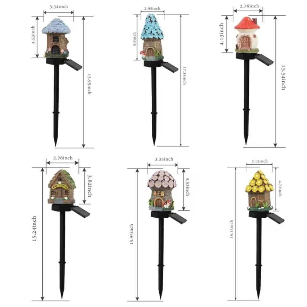 Multi Craft LED Solar Lawn Light Waterproof Design Miniature Fairy House LED Garden Light Resin Cottage Fairy Mushroom House