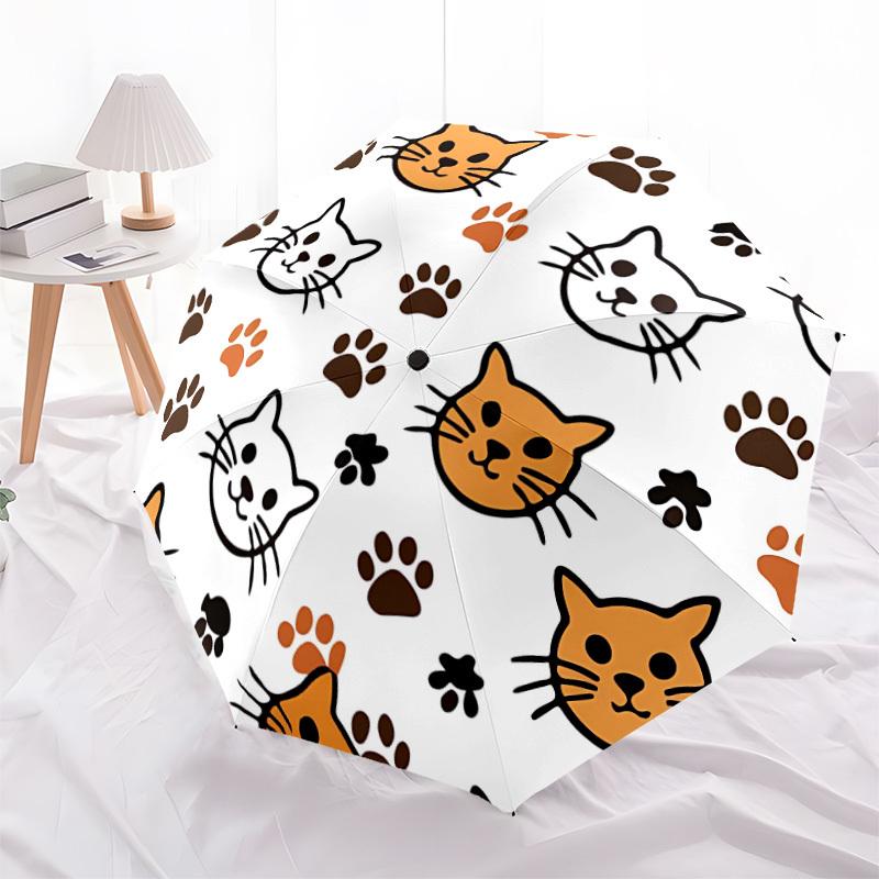 1pc Cat Paw Prints Automatic Open/Close Umbrella, Compact Travel Umbrella, 8-Rib Sturdy Frame - Ideal Gift for Friends yy251118109