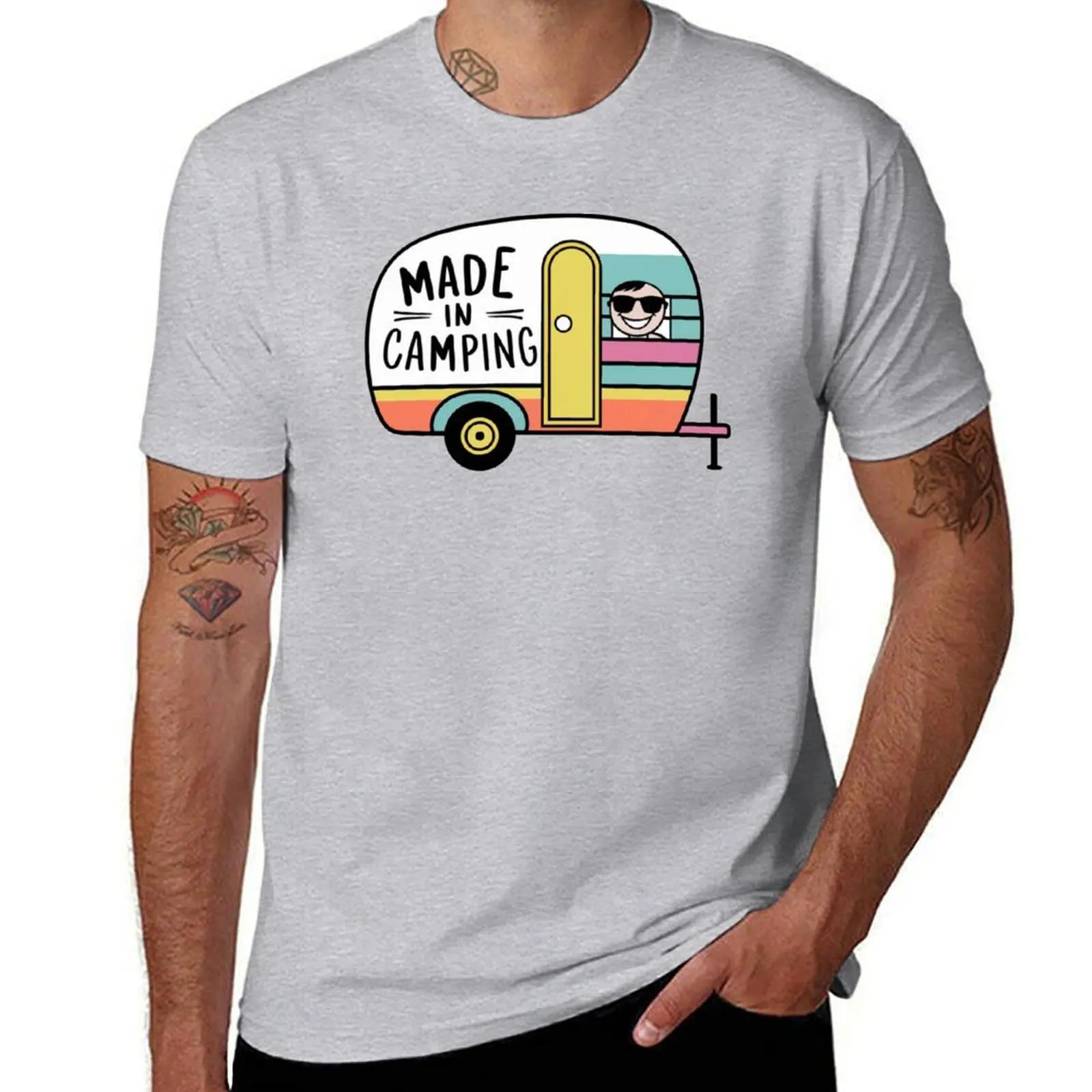 

Made in Camping caravan TShirt blanks Short sleeve tee anime summer clothes t shirts for men cotton S