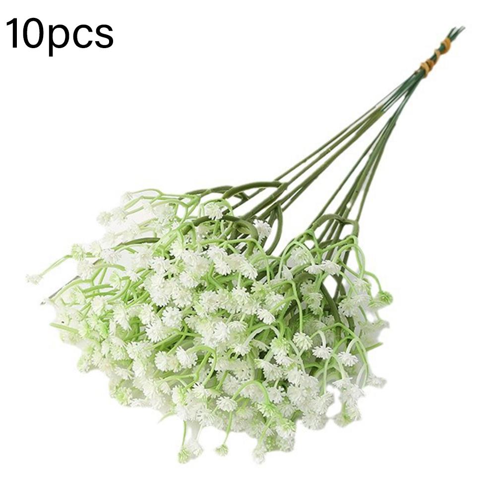 

10Pcs Artificial Plastic Babys Breath Flower Stems Photography Props Arrangements Wedding Decor A