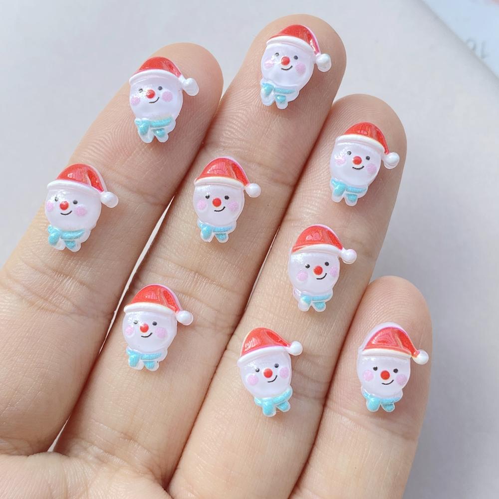 50pcs Resin Mini Colorful Christmas Snowman Tree Santa Claus Deer Flatback Figurines Nail Art DIY Scrapbook Accessories Crafts