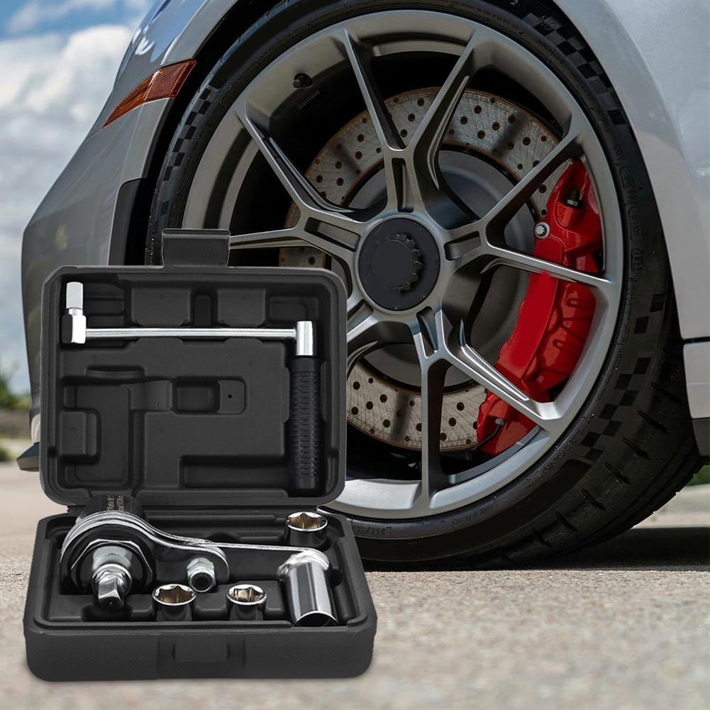 Chrome Vanadium Steel Wrench Booster Tire Nut Remover with 17mm/19mm/21mm Sockets Auto Tire Disassembly Repair Tool Kits Wrench