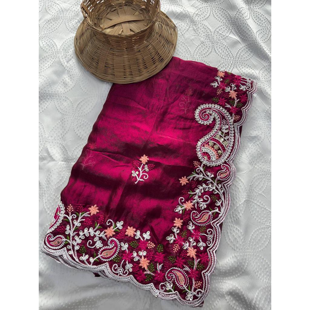 Party & Wedding Wear Soft Space Silk Saree – Elegant Embroidery CollectioN