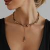 Handmade Beads Tiger Eye Stone Necklace Irregular Stone Shape Tassel Necklace Jewelry Accessory