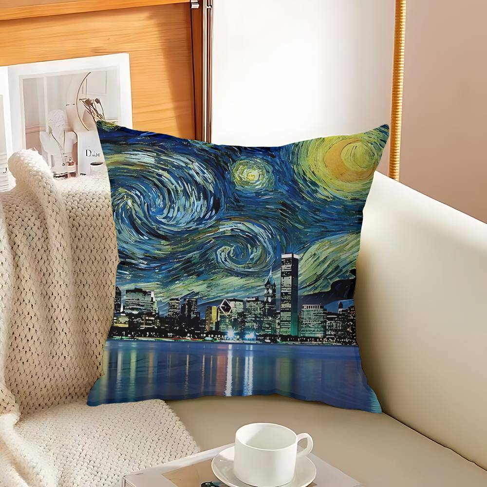 Van Gogh Starry Sky Art Personalized picture text home decorative pillows Household Gifts 45x45cm