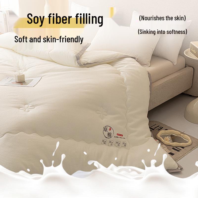 Thickened Warm Cotton-Soy Quilt for All Seasons - Single & Double Dorm Bedding
