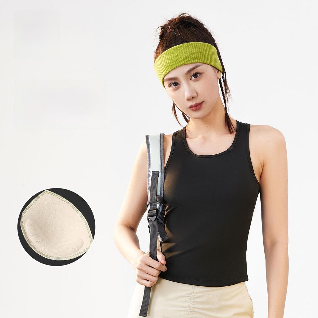 Juyitang 4D Peach Round Neck Anti-Exposure Yoga Vest