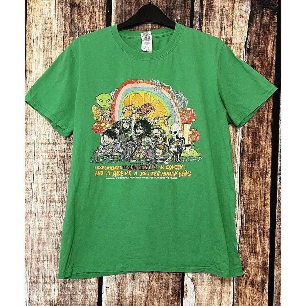 Retro tee The Flaming Lips Green T shirt cartoonraphic tee Unisex Unisex T-Shirt XXL