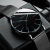 Fashion Ultra Thin Men's Business Watches Steel Mesh Belt Quartz Wrist Watch for Man Clock Reloj Hombre
