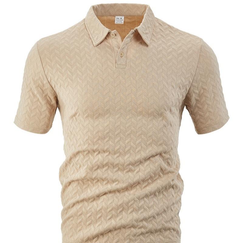 Thin, Breathable, Sweat-wicking, Loose-fitting, Casual, Solid Color Jacquard Men's Short-sleeve Polo Shirt