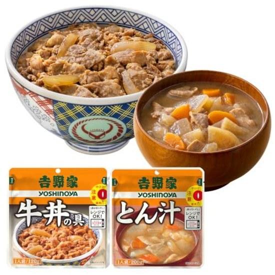 Yoshinoya Room Temperature Storage Type GyudonTonjiru Set (Gyudon Ingredients 120g4 Tonjiru 200g4) Stockpiling Rolling Stock Retort Pouch