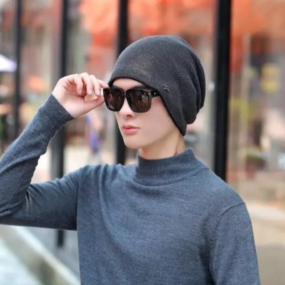 Simple Style Knitted Beanie Unisex Ski Beanie Hats Simple Thick Knitted Hat  Outdoor Sports