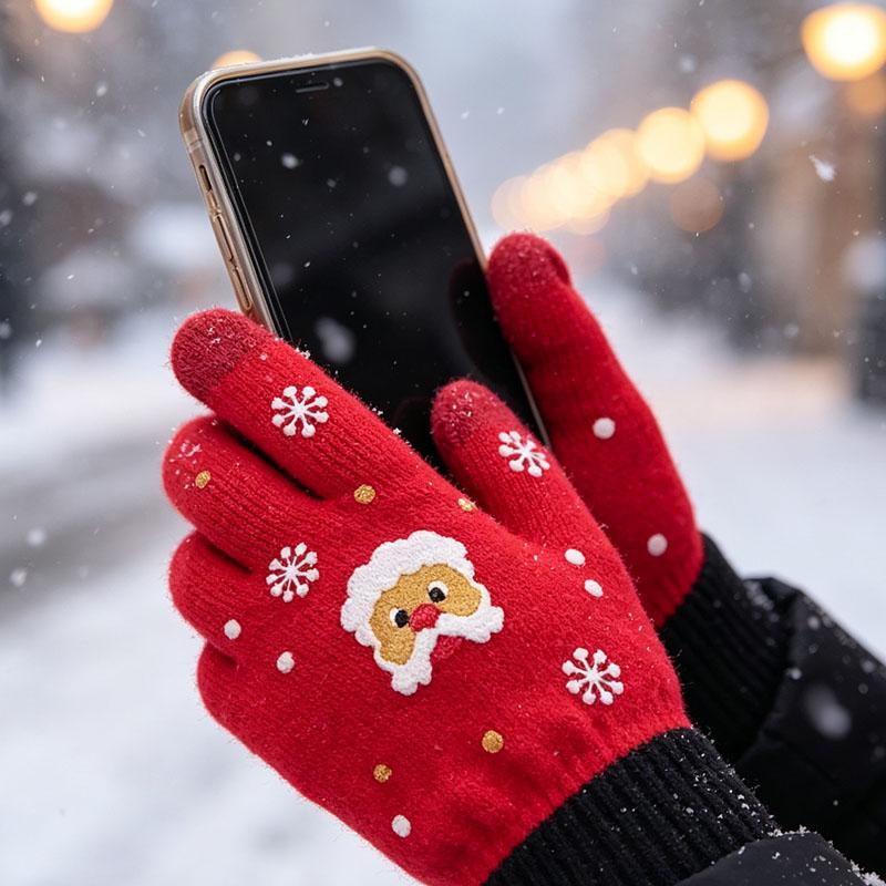 Xiaomi 1-20Pairs Winter Knit Touchscreen Gloves Thermal Wool Lined 5 Finger Unisex Warm Texting Gloves for Kids Adults Christmas Gift