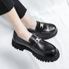Sur-chaussures mocassins, petites chaussures en cuir, chaussures en cuir brillantes rehaussées à semelles épaisses style britannique, chaussures décontractées
