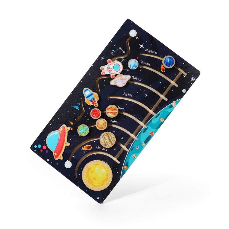 Wooden Solar System Puzzle: Children's Educational Toy with Eight Planet Matching Board