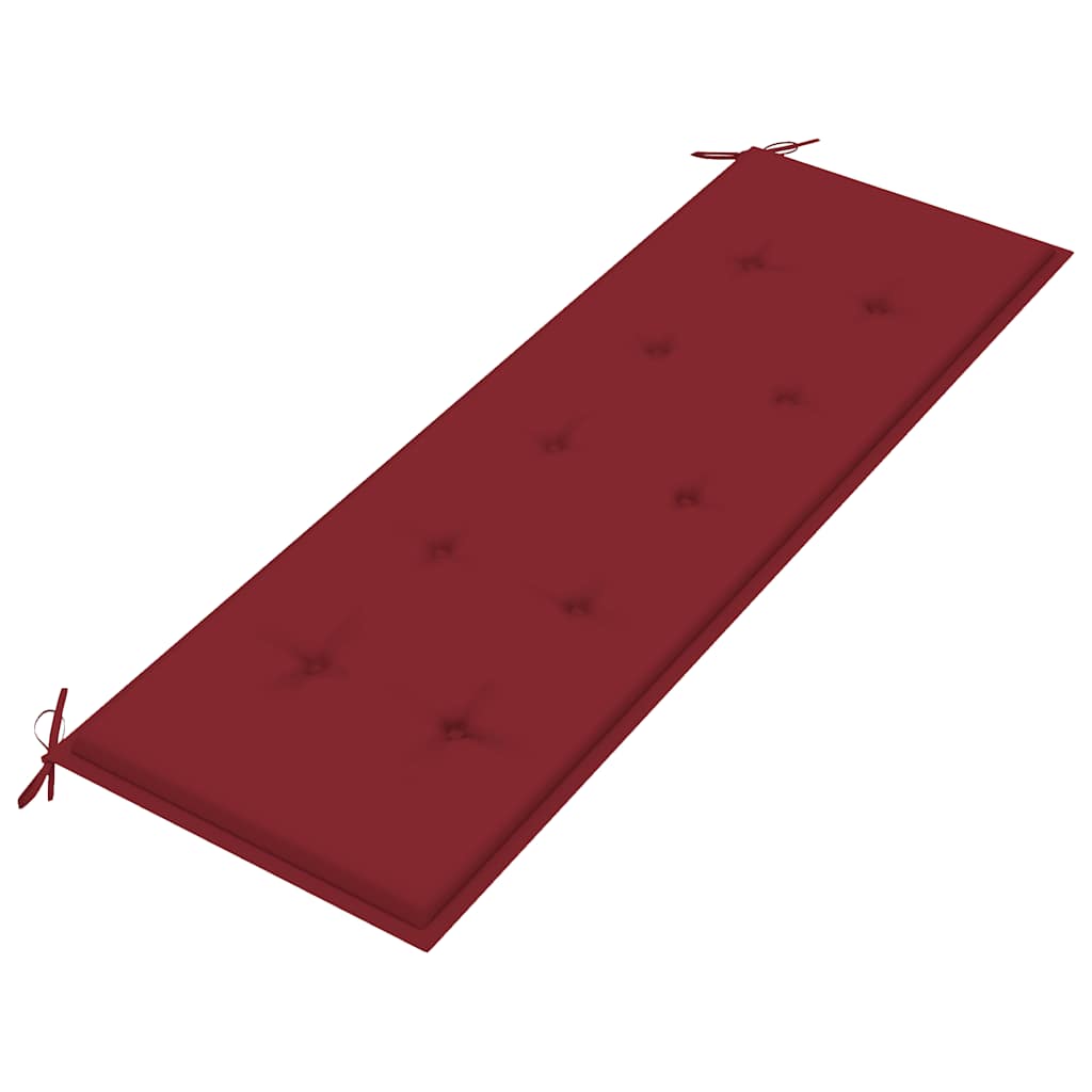Vidaxl Ławka Batavia Z Czerwoną Poduszką, 150 Cm, Lite Drewno Tekowe