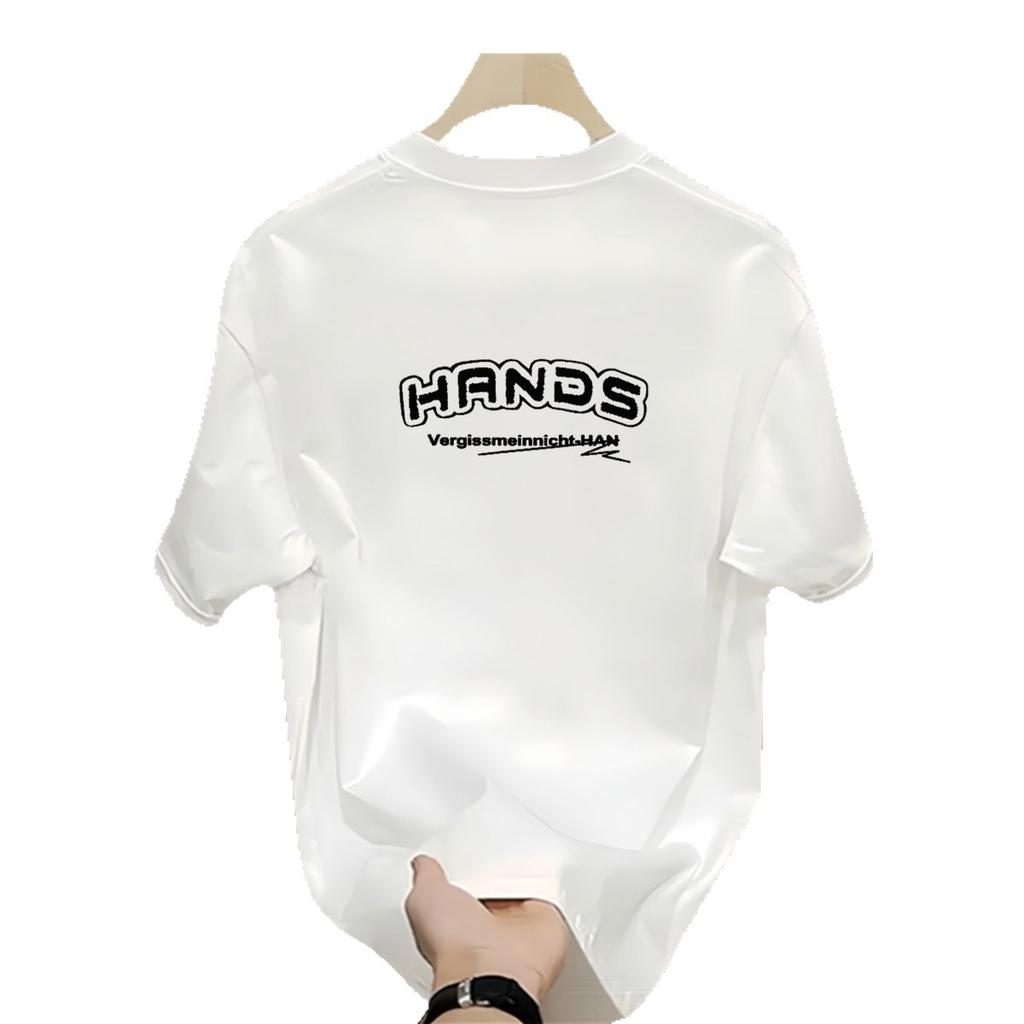 Fornecimento Exclusivo Transfronteiriço de Bons Produtos Camisetas de Manga Curta 100% Algodão para Meninos Marca Americana da Moda Camisetas de Meia-Manga Soltas Pesadas