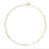 14K Gold-Plated Titanium Pearl Necklace, O-Chain, Anti-Fade, High-End Design