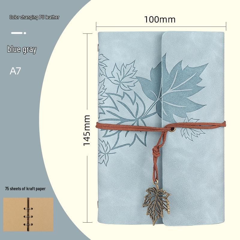 Maple Leaf Retro Loose-Leaf Notebook with Customizable Logo and Skin-Feel Cover
