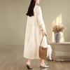 Elegant French Fairy Dress - Women's Heavy Embroidery Ramie Long White Dress