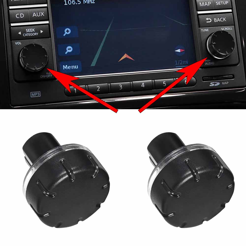 2PCS Car Radio Knobs Button Volume Stereo Tuner Power Control Switch Left Right For Nissan Qashqai JUKE X-TRAIL NOTE MICRA 2pcs