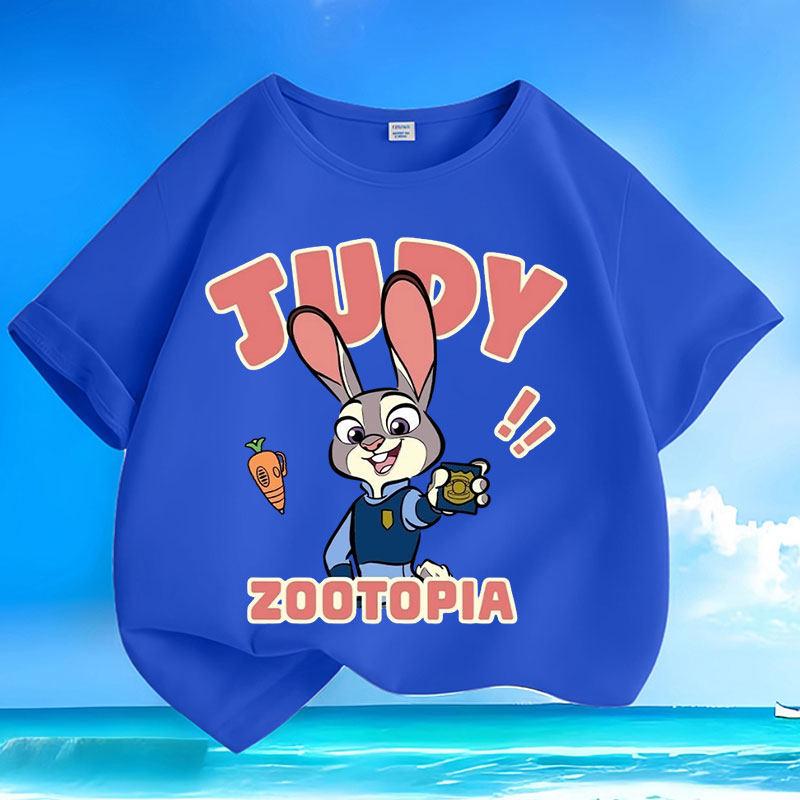 T-shirt per Bambini con Stampa Cartoon Judy Coniglio di Zootopia Indumenti Genitore-Figlio Multicolore Opzionale Abbigliamento Estivo