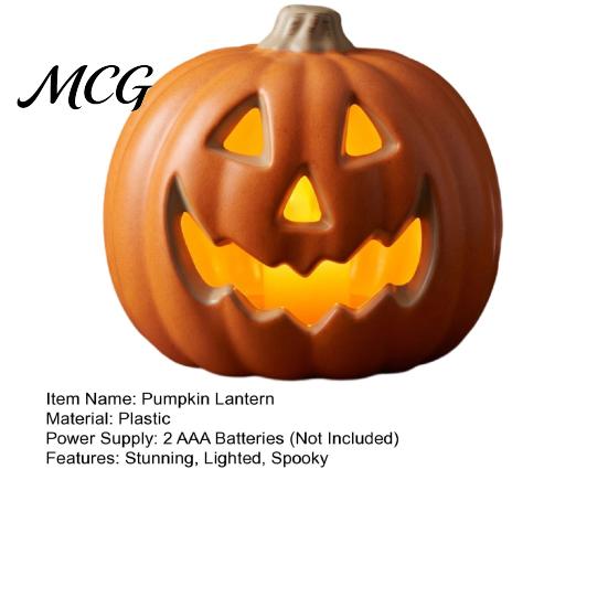 Fall Festival Decoration Halloween LED Pumpkin Lantern, Scary Face Glowing Plastic Reusable Lamp, Battery Operated Table Ornament for Home Party Decor