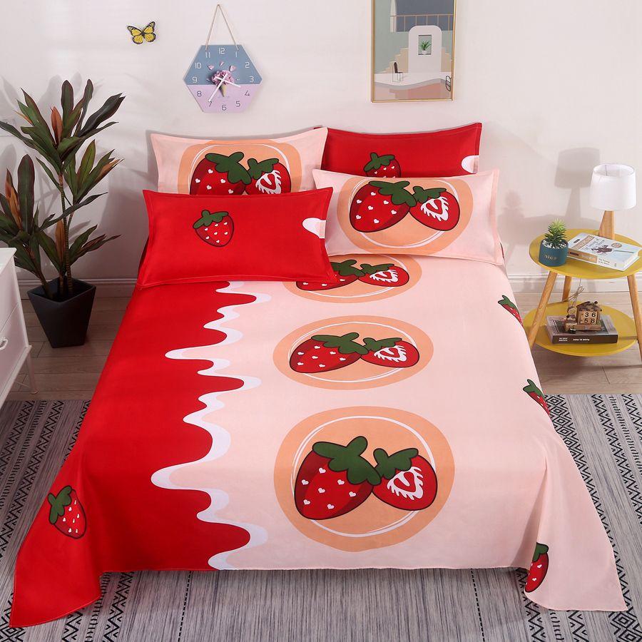 Simple Printed Simple Bed Sheet Single Piece Dormitory Pure Polyester Washed Cotton Single Double Bed Sheet
