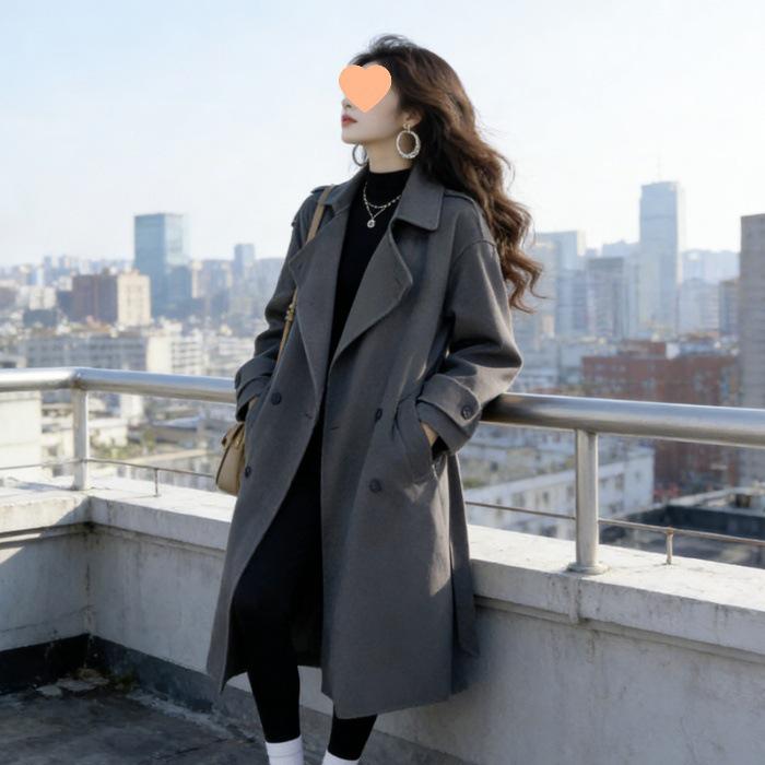 Women s Black Wool Coat - 2026 Autumn/Winter, High-End Hepburn Style, Thickened, Petite Korean Design M