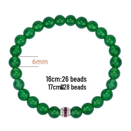 Elegant Green Chalcedony Agate Beaded Bracelet - 6mm & 10mm Beads, New Chinese National Style