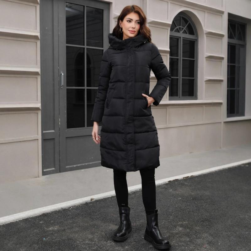 New Hooded Thick Cold-resistant Slim Long Cotton Coat