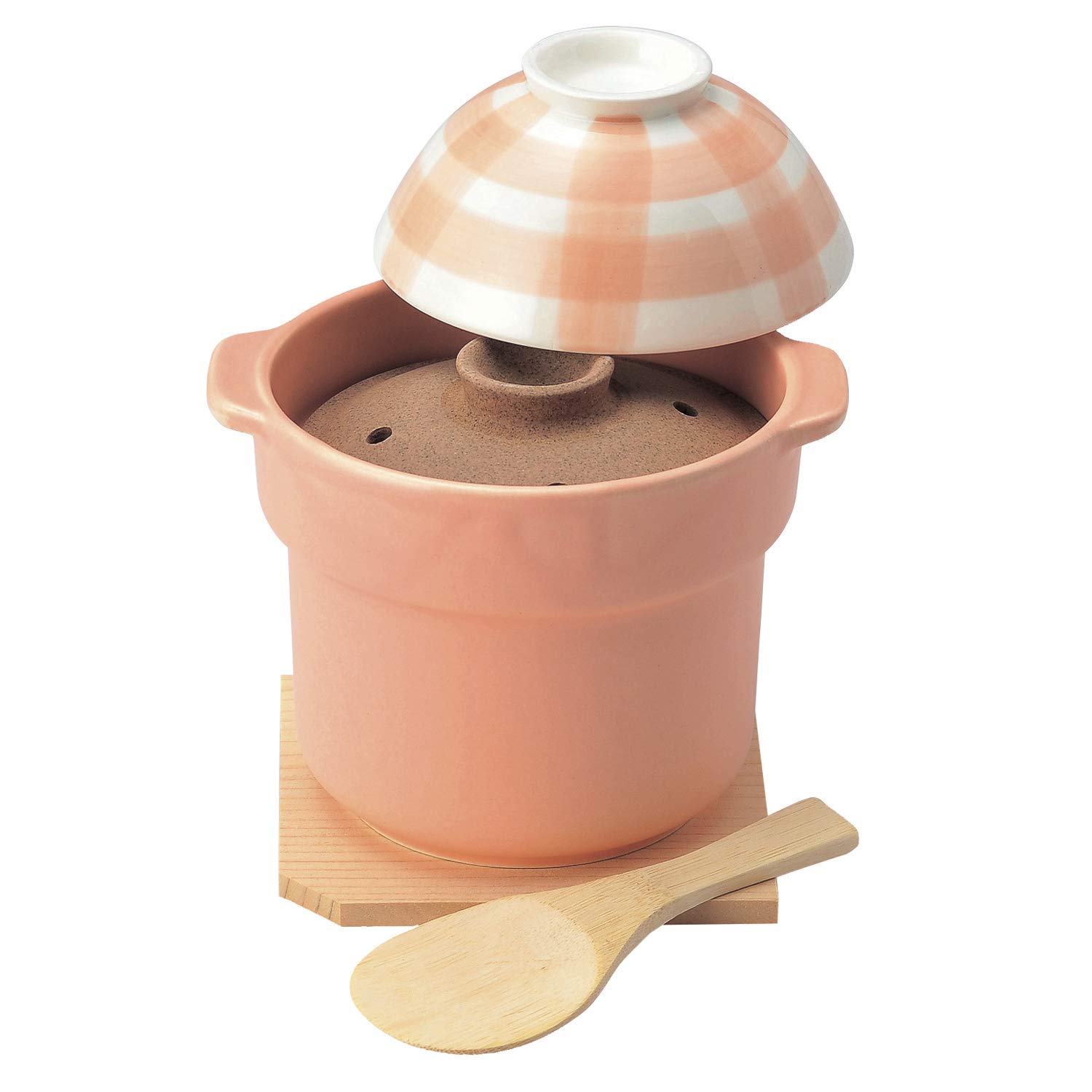 

Banko Ware Takkun Rice Pot 1 Cup Cooking Lattice Pink 12-167